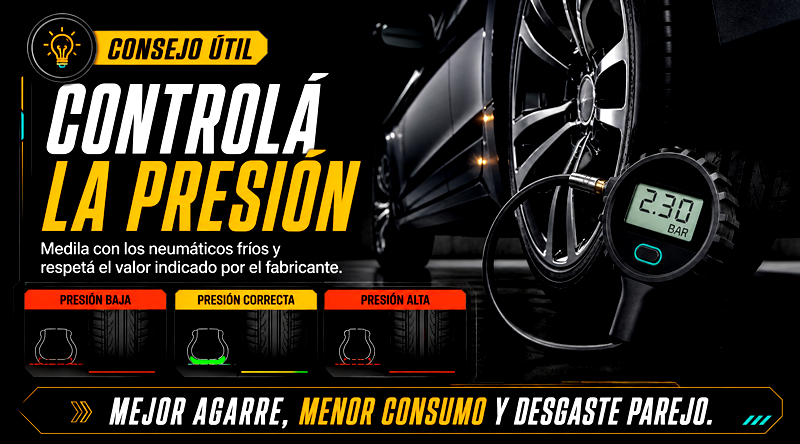 Consejo sobre la presión de los neumáticos